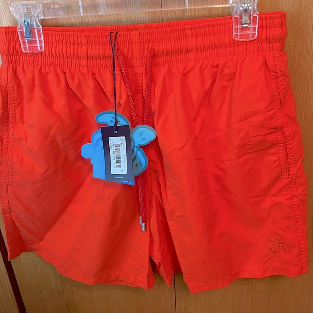 NEW Vilebrequin MOOREA Swim Trunks 🩳 Patterned when wet MEDLAR Orange MEDIUM